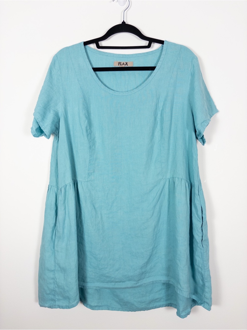 Flax Blue Linen Tunic Top Dress